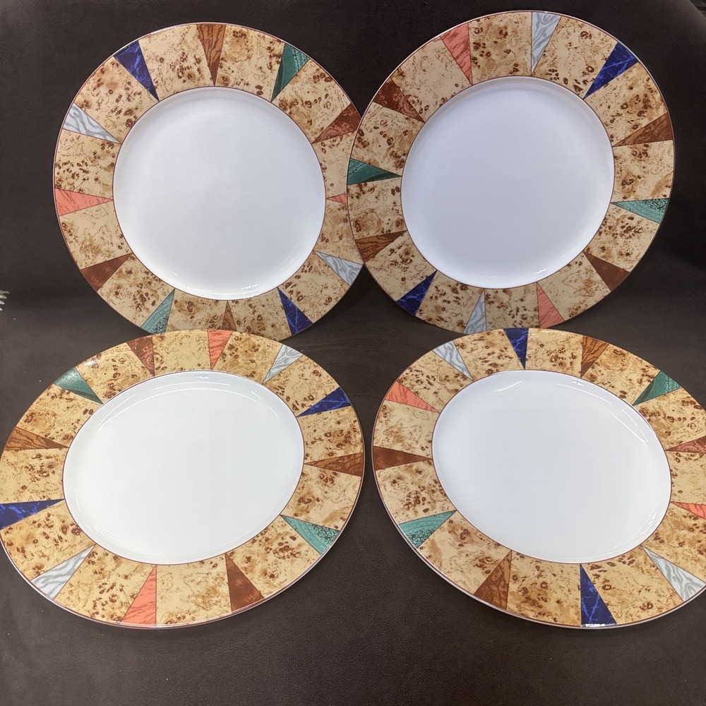 Set of 4 Christopher Stuart Villa D'Este Optima Dinner Plates 10-5/8" Colorful